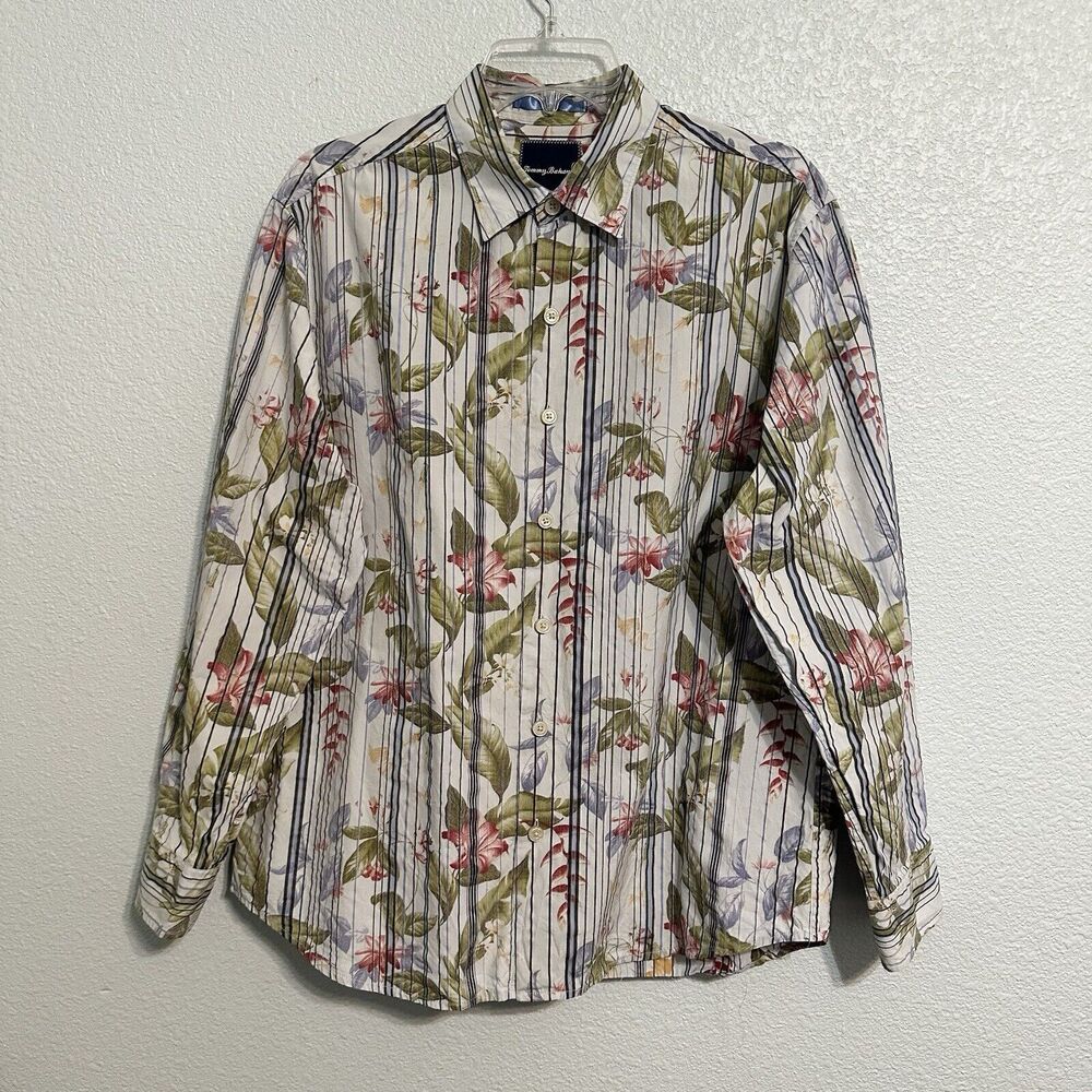 Tommy Bahama Shirt Men’s Medium Tropical Floral Print Button Down Long Sleeve - Picture 2 of 9